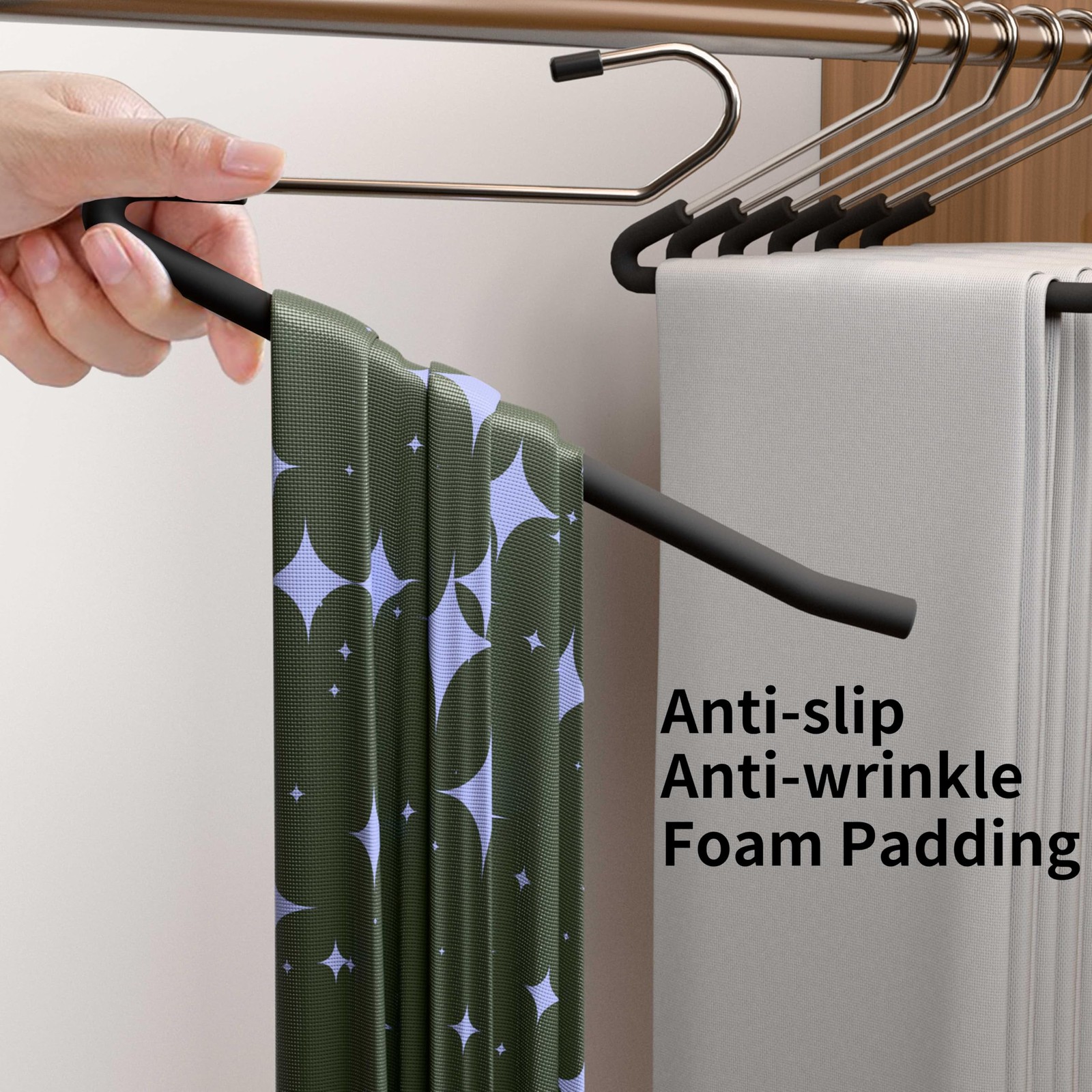 Pants Hangers Open Ended 10 Pack Heavy Duty Metal Clothes Hangers for Jeans, ...