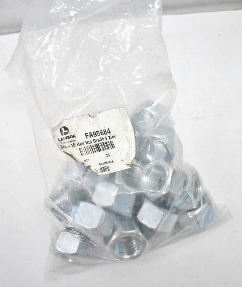 Lawson Hex Nuts 25 Pack Grade 5 Steel 3/4"-10 Coarse Thread Zinc Plated Hardware