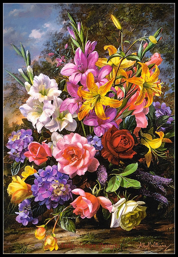 A Vase of Flowers - Chart Counted Cross Stitch Patterns Needlework embroidery