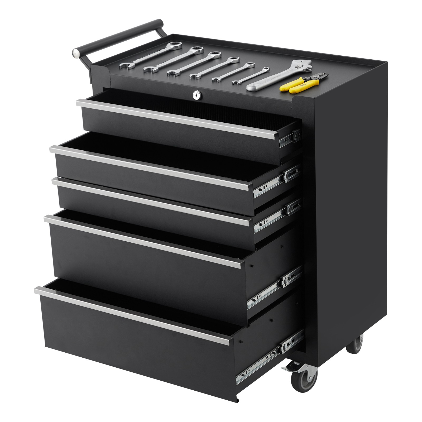 24" 5 Drawer Rolling Tool Cabinet Locking Brake Portable Storage Cart For Garage