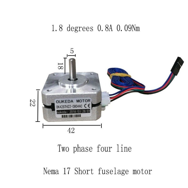 42-step Stepper Motor, Ultra-slim 22 Mm Housing, 0.09 Nm, Two-phase, Four-wire