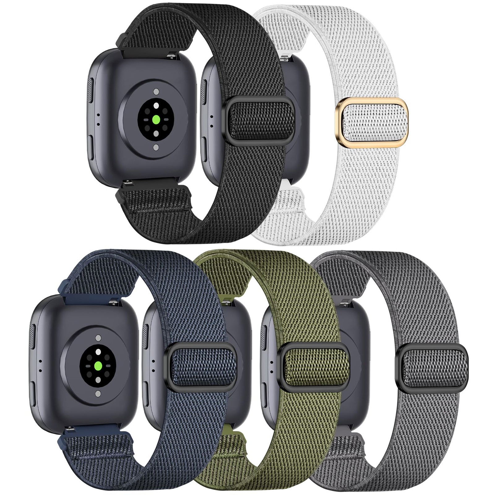 5 Pack Elastic Nylon Watch Band Compatible with Amazfit Bip 6/ Bip 5/Gtr 4/Gt...