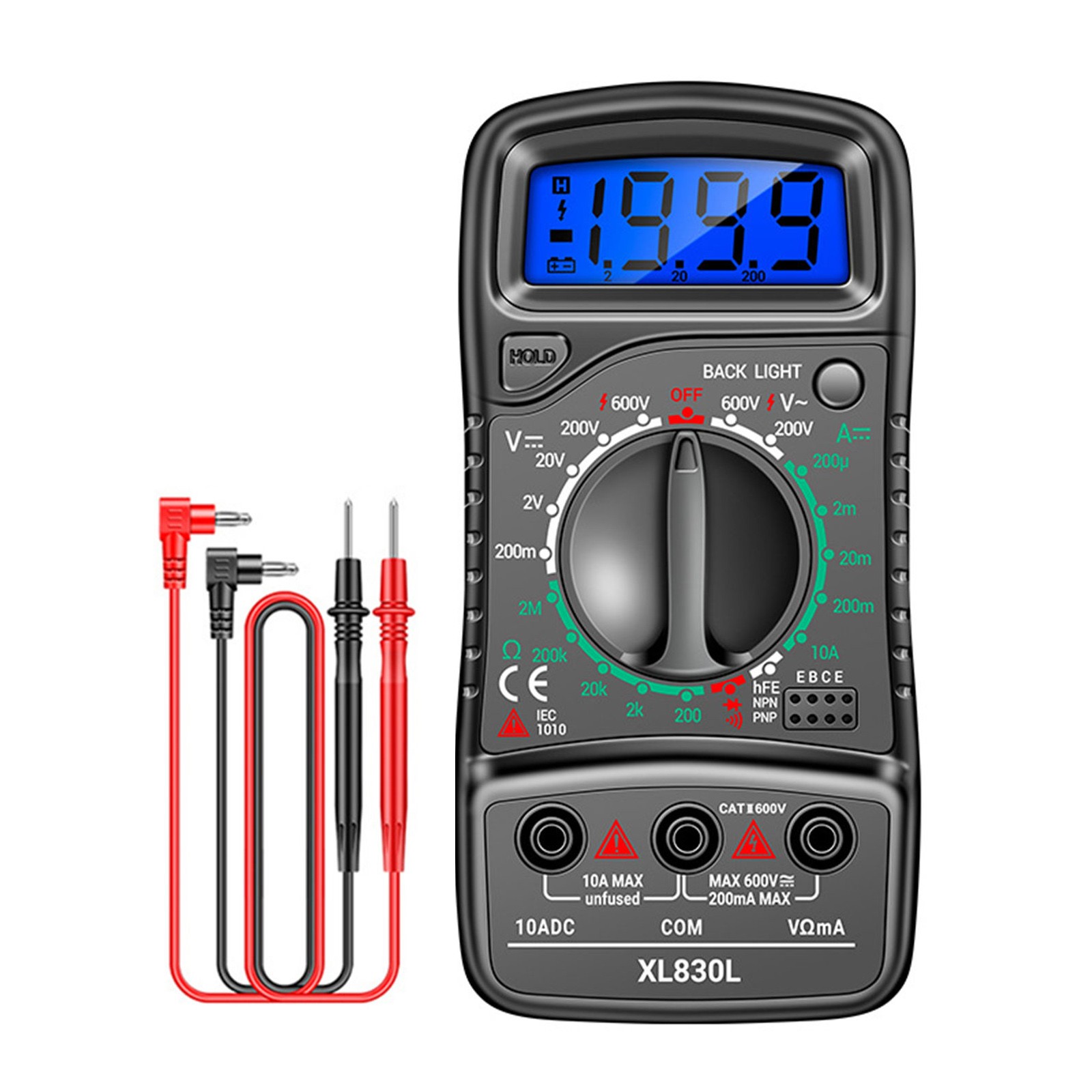 LCD Digital Multimeter Voltmeter Ammeter Ohmmeter Volt AC DC Transistor Tester