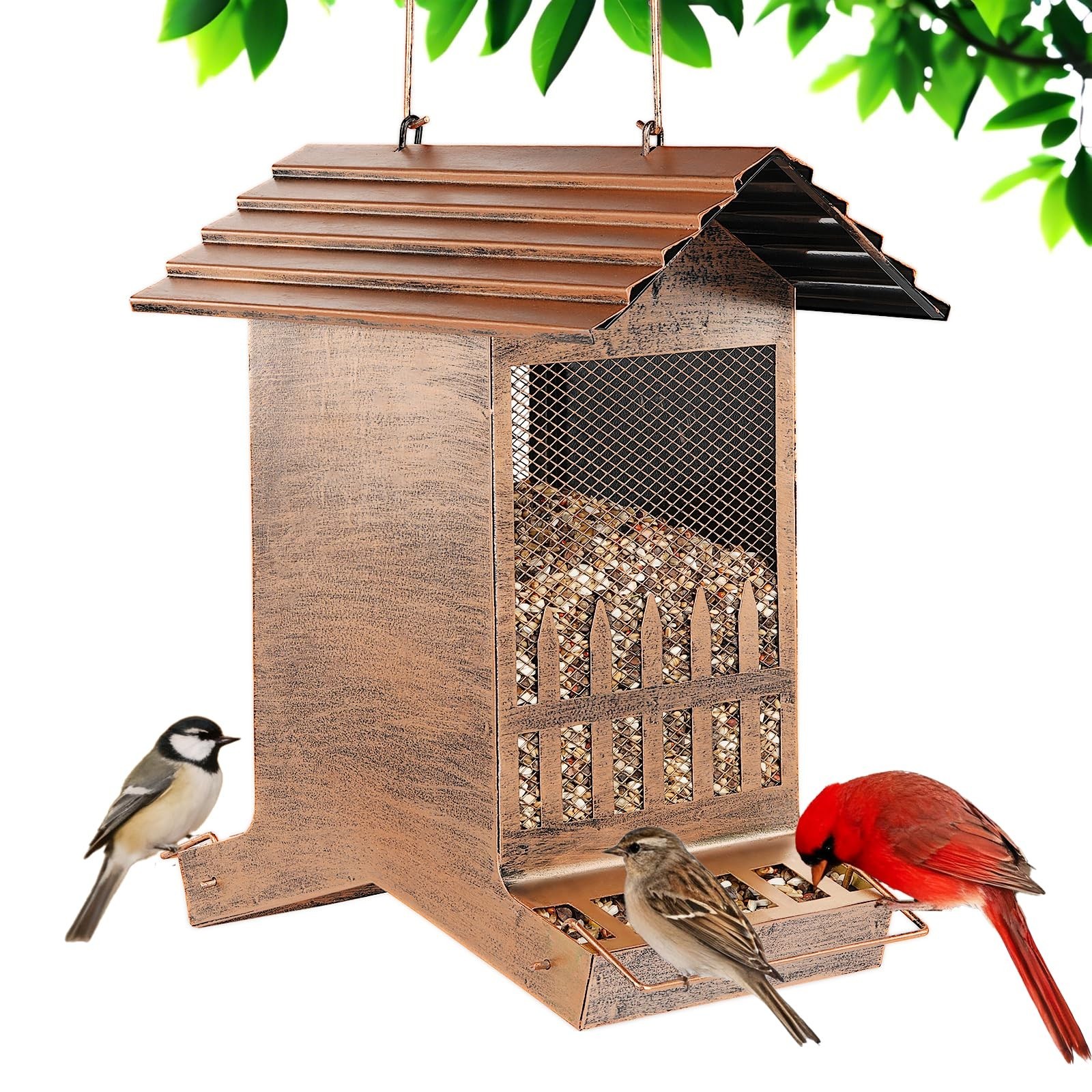 Large Bird Feeder, Extra Large 8 Lbs Capacity with 2-Side Feeding, Weatherpro...