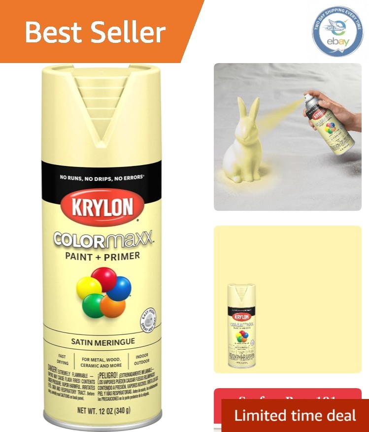 Transform Surfaces with Krylon Satin Meringue Yellow Spray Paint & Primer, 12oz