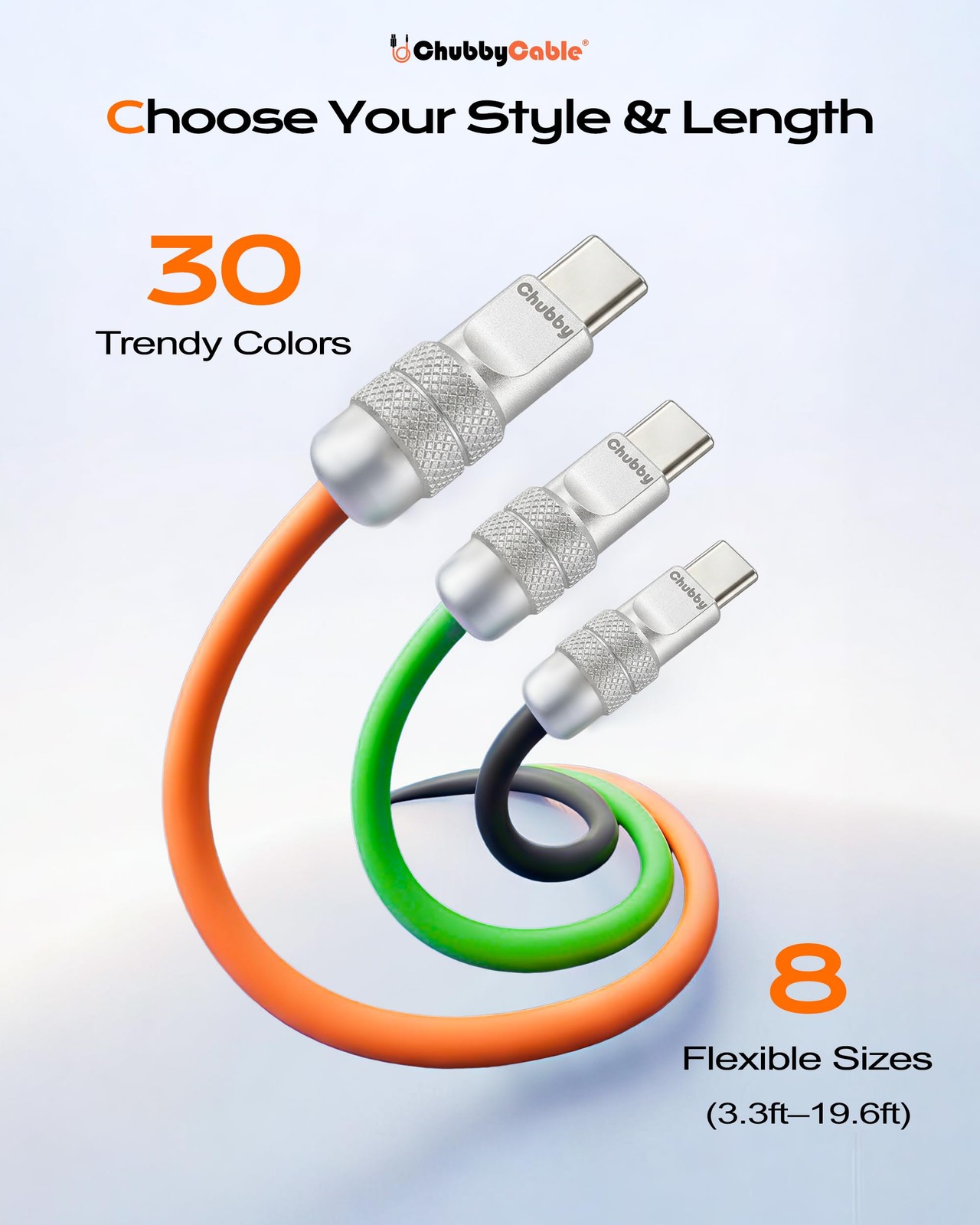 Chubby 2.0 USB C 240W Fast Charging Cable Silicone Soft Durable USB C Cable E...