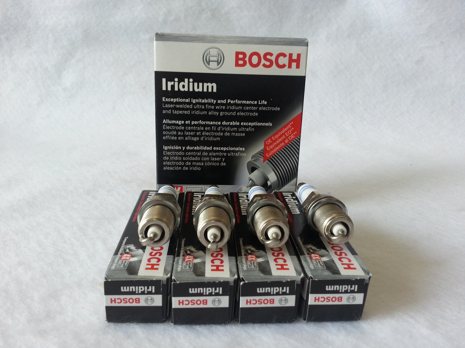 4- Bosch OE Iridium Fine Wire Spark Plugs Set Laser Weld, fits Audi BMW #9607