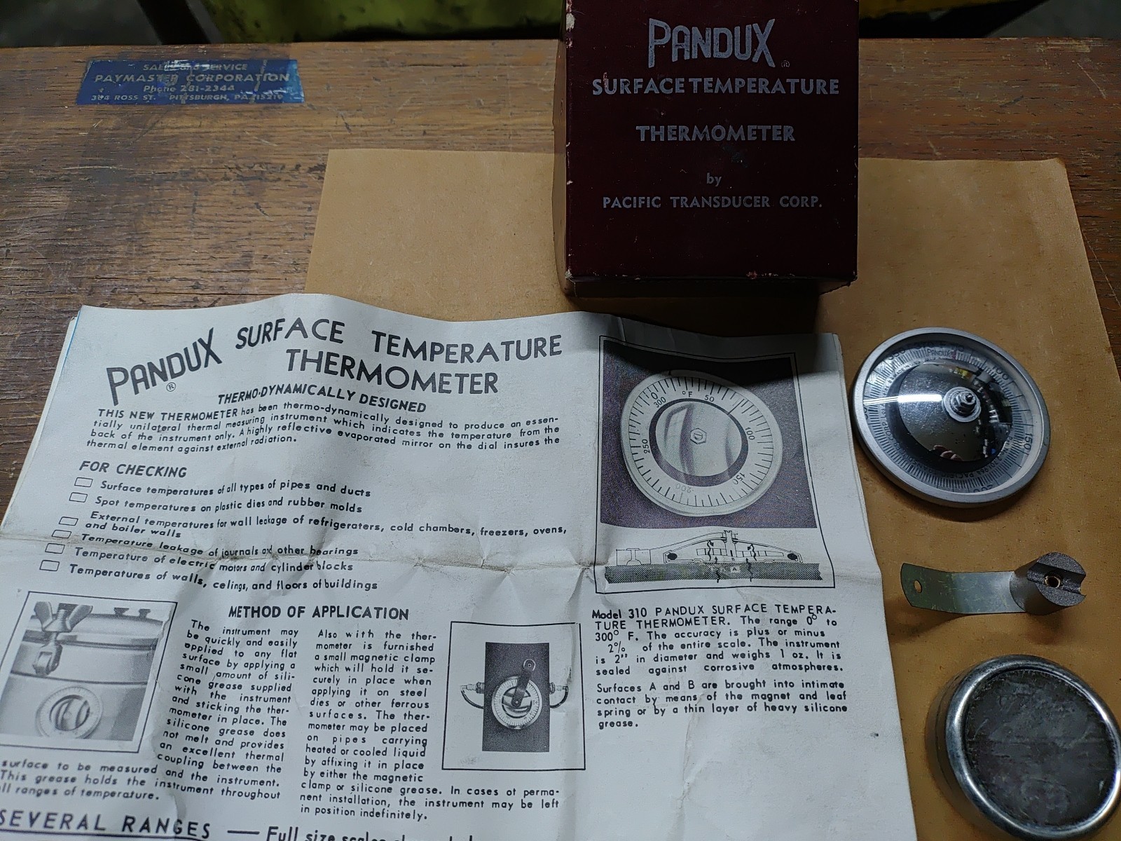 Pandux 311F Surface Temperature Thermometer 70°F - 370°F