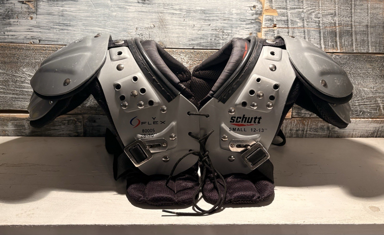 Schutt Youth Flex 80005 28”-30” Small 12”-13” Football Shoulder Pads  - Gray