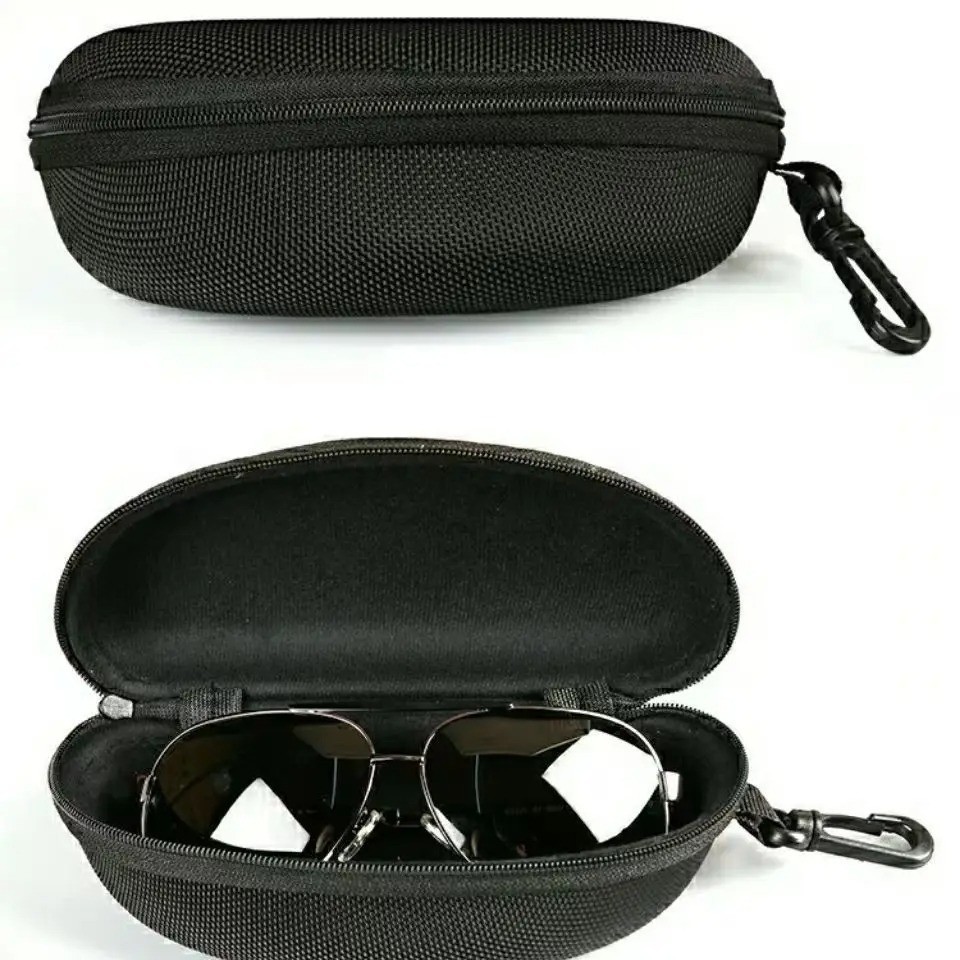 Black Zippered Eyeglasses Hard Case Durable Safety Glasses Carry Box 1-Pack