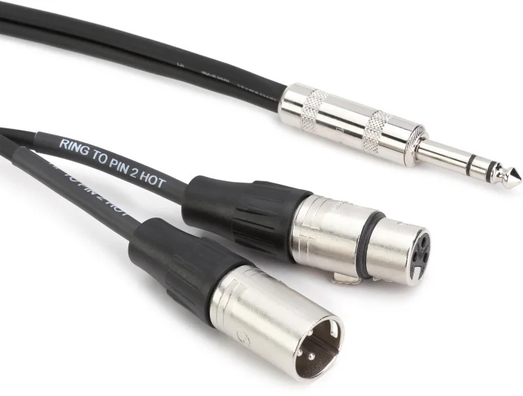 Pro Co IPTBQXFXM-10 1/4" TRS Male to Dual XLR Male/Female Insert Cable - 10'