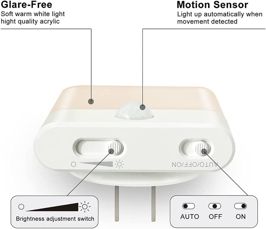 LED Night Light Plug In, Motion Sensor Night Light with Adjustable Brightness 3