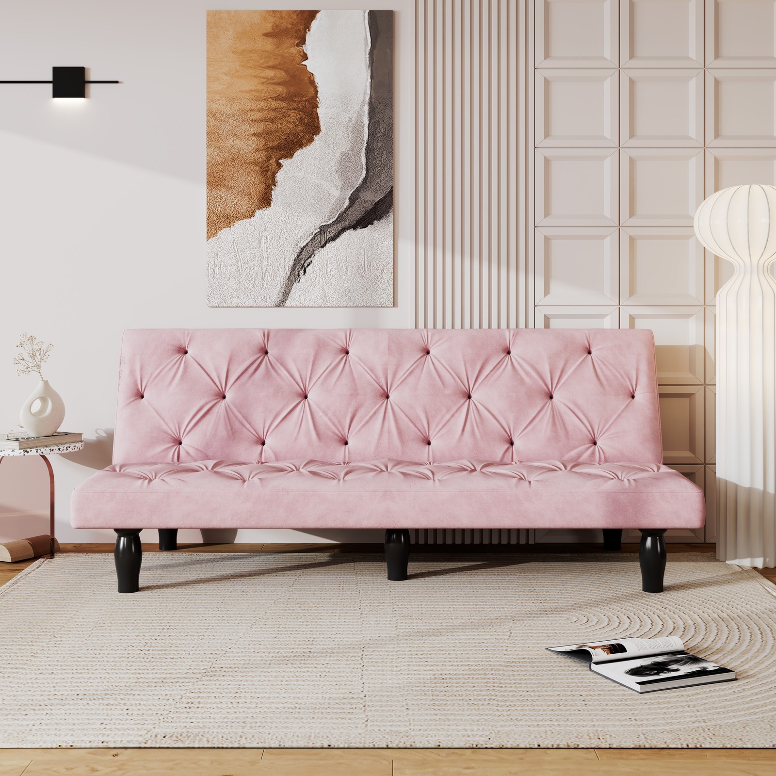 66" Velvet Sofa Bed Living Room Sleeper Sofa-to-Bed Transforms Seamlessly