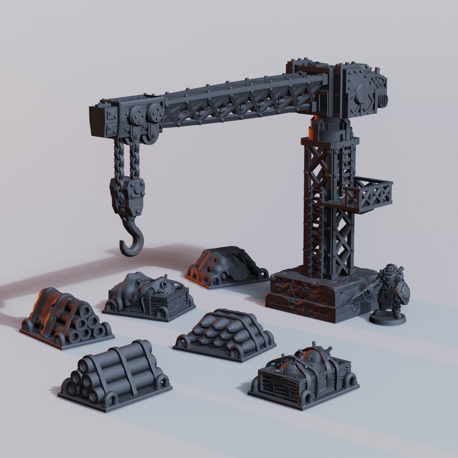 Naval Train Yard Set | Wargame Scatter Terrain | 7 Piece Set | FDM printed