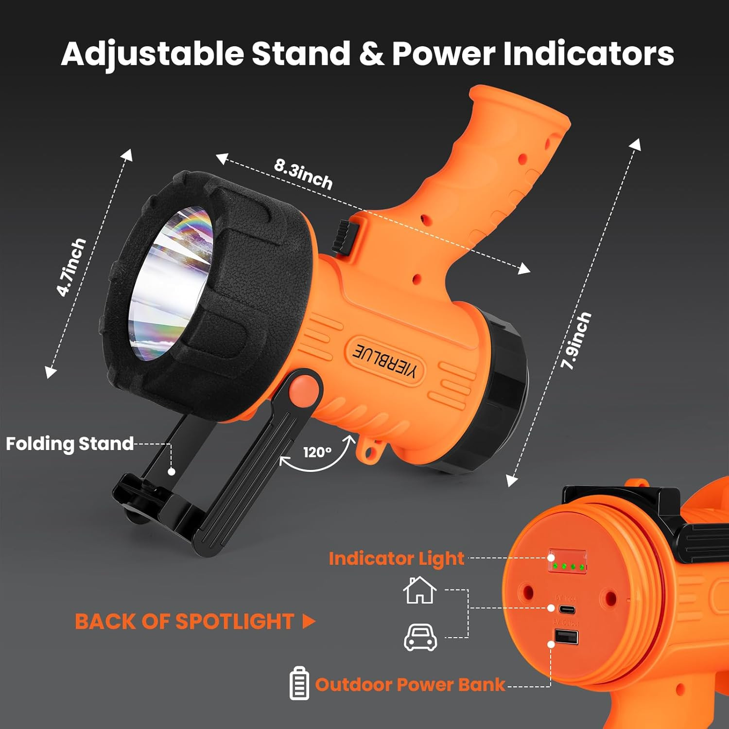 1000000 Lumen Rechargeable Handheld Spotlight