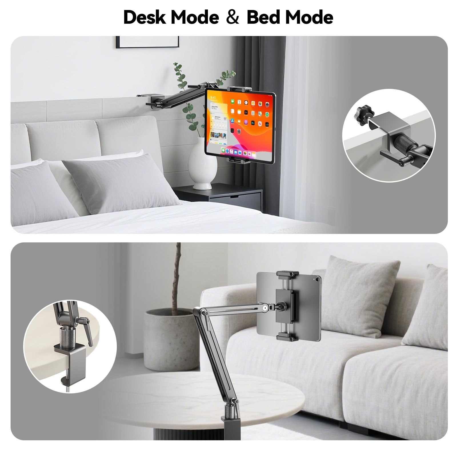Portable Monitor Stand Desk Holder- Large Clamp support up to 12.9 14.6 15.6 ...