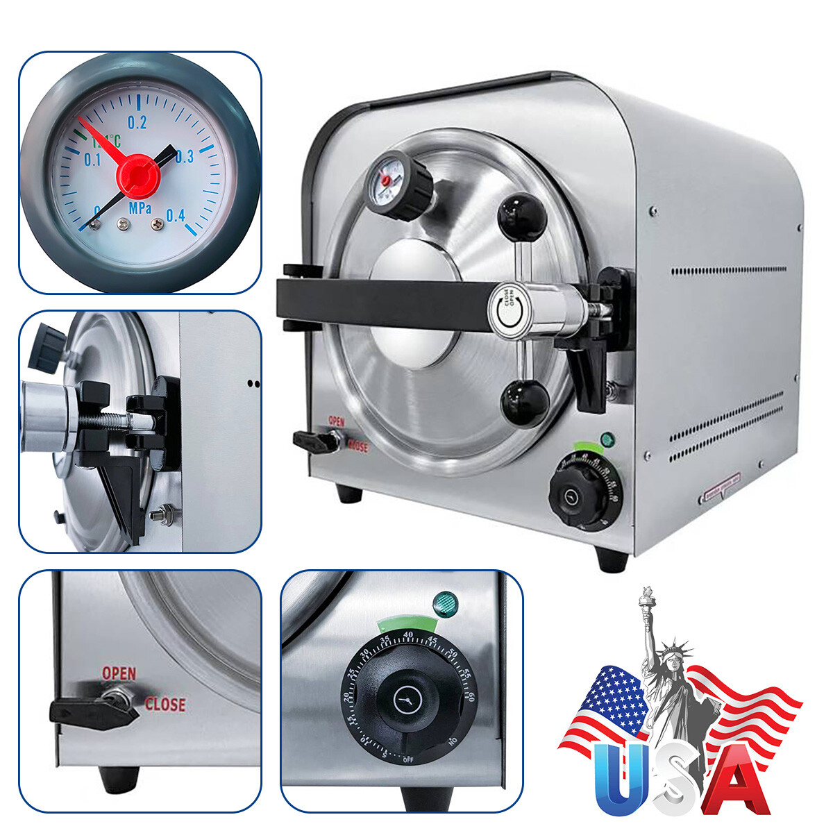 14L 900W Dental Lab Autoclave Steam Sterilizer Sterilization Equipment