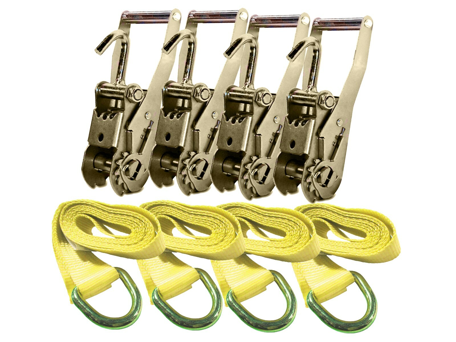 2" x 10' Lasso Strap w/ D Ring & Finger Hook Ratchet Chevron Wheel Lift Tie Down
