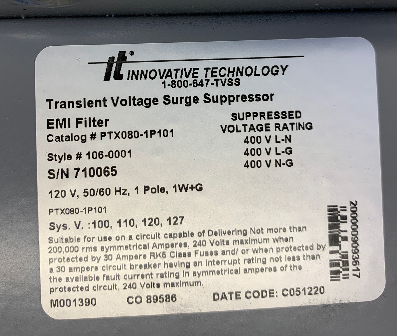 Wow! The IT Protector PTX080-1P101 Surge Suppressor