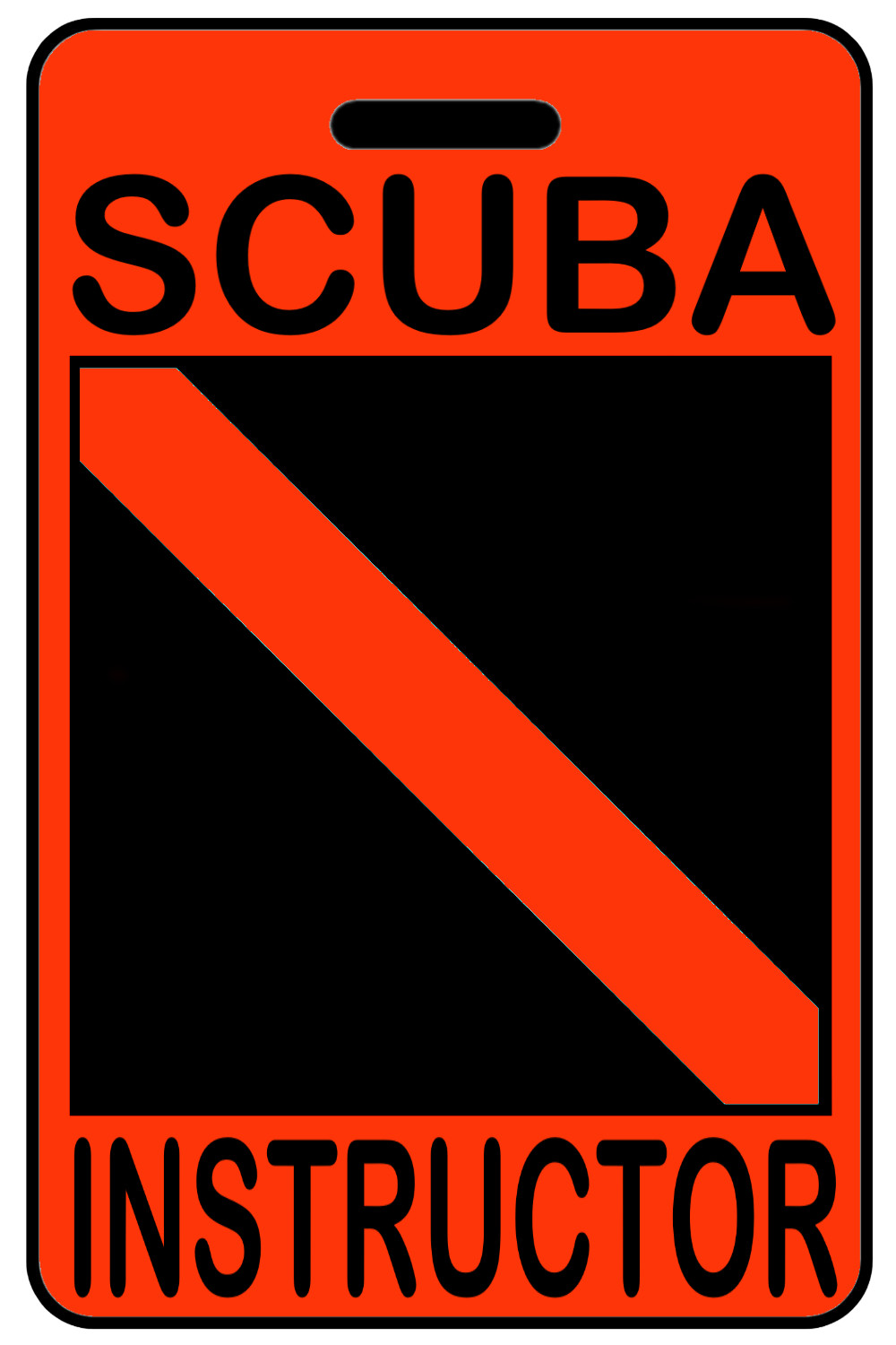 Hi-Viz Orange "SCUBA INSTRUCTOR" SCUBA Diving Luggage/Gear Bag Tag - New
