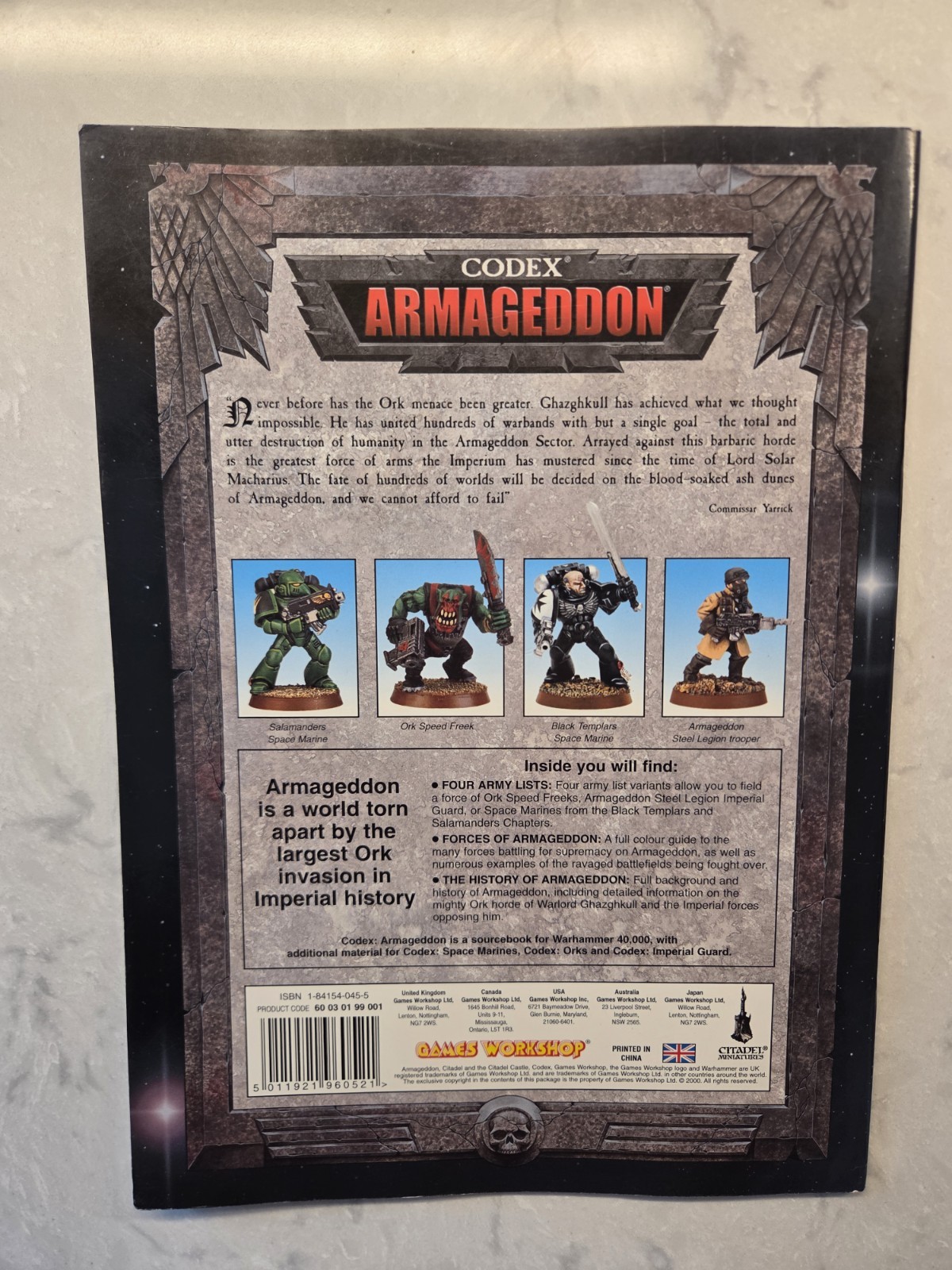 Warhammer 40K Codex Armageddon Paperback 2001 Used Games Workshop