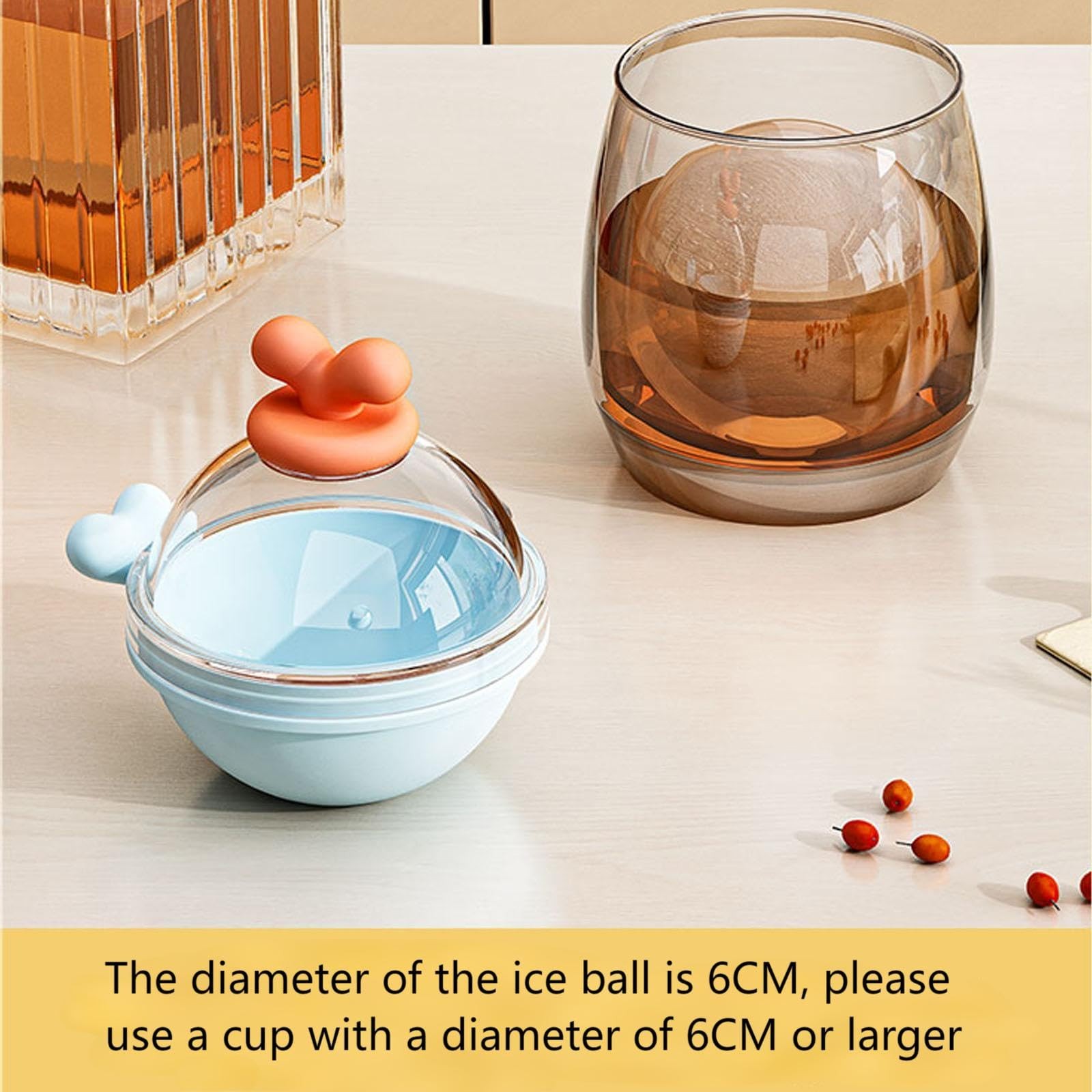 4pcs Ice Cube Mold Ball Boxes with Lid, 2.36in Diameter Large Sphere Ice Make...