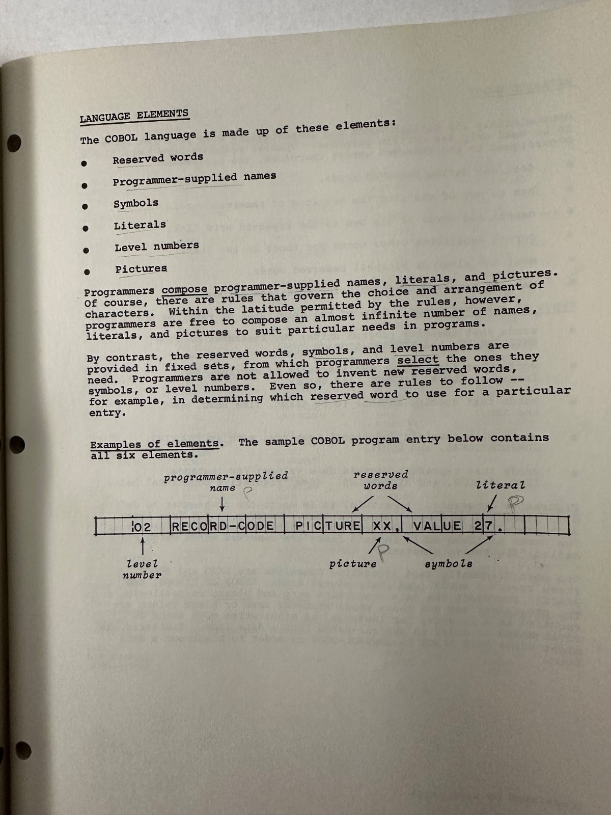 IBM System/360 COBOL Prog Fundamentals REF HANDBOOK Prog Instruc Course - 1966!