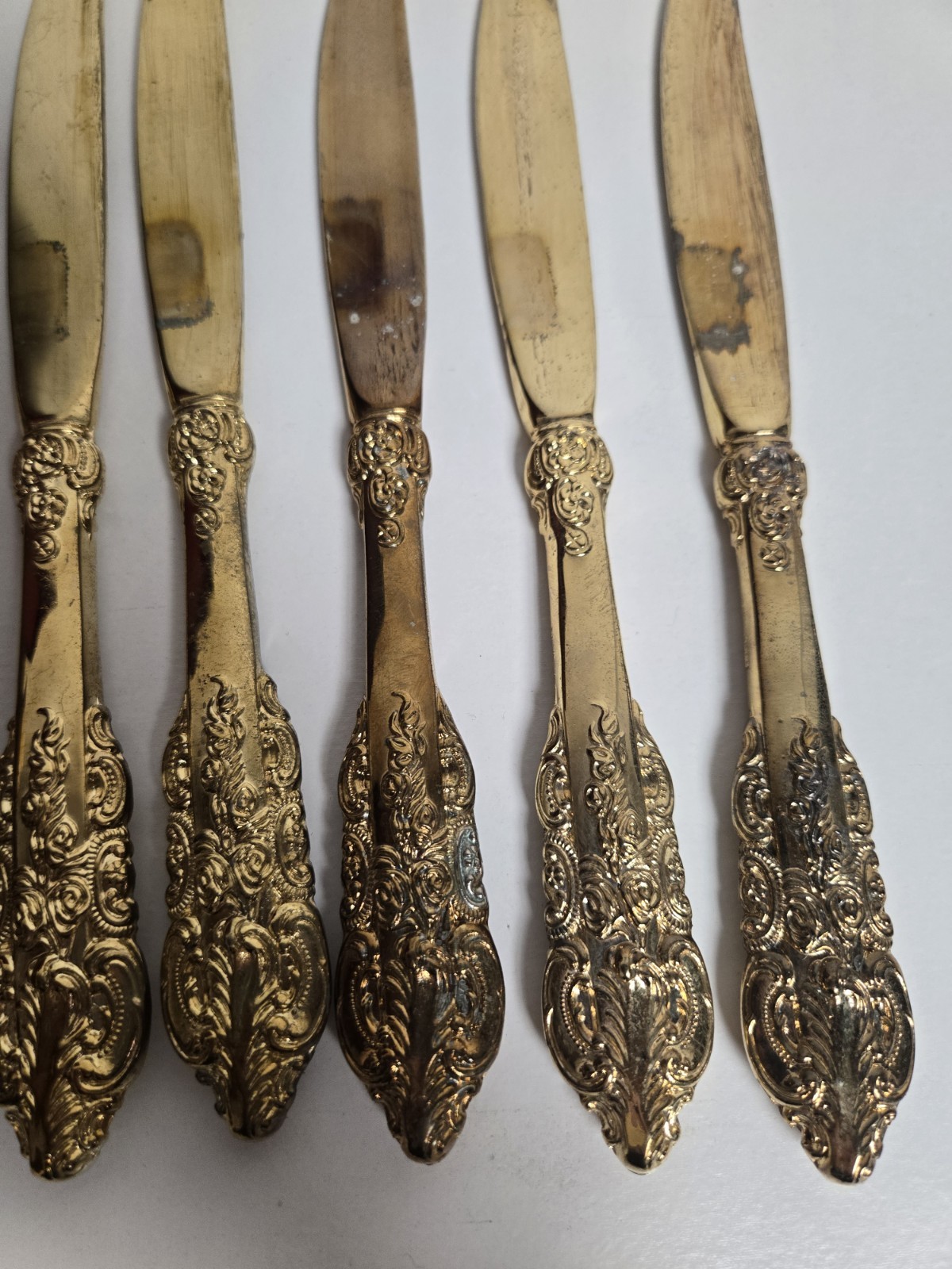 Set Of 6 Godinger Baroque Knives Gold Antique Vintage
