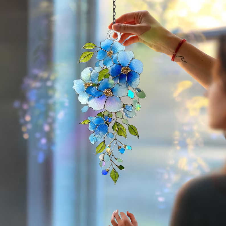 Forget Me Not Flower Suncatcher Acrylic Sympathy Memorial Gift