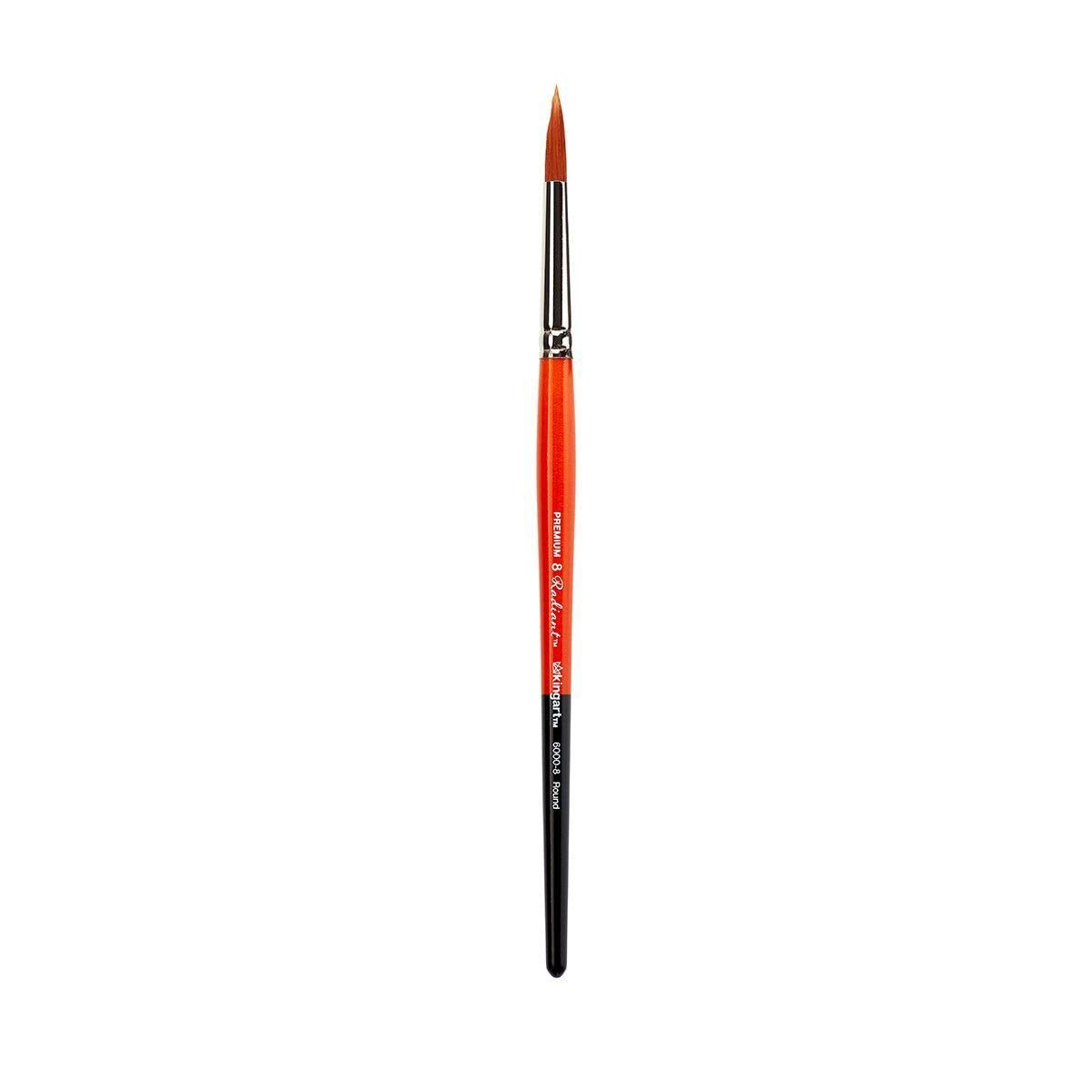 KINGART Radiant Round Paint Brush 8 Black Orange Versatile Taklon for All Med...