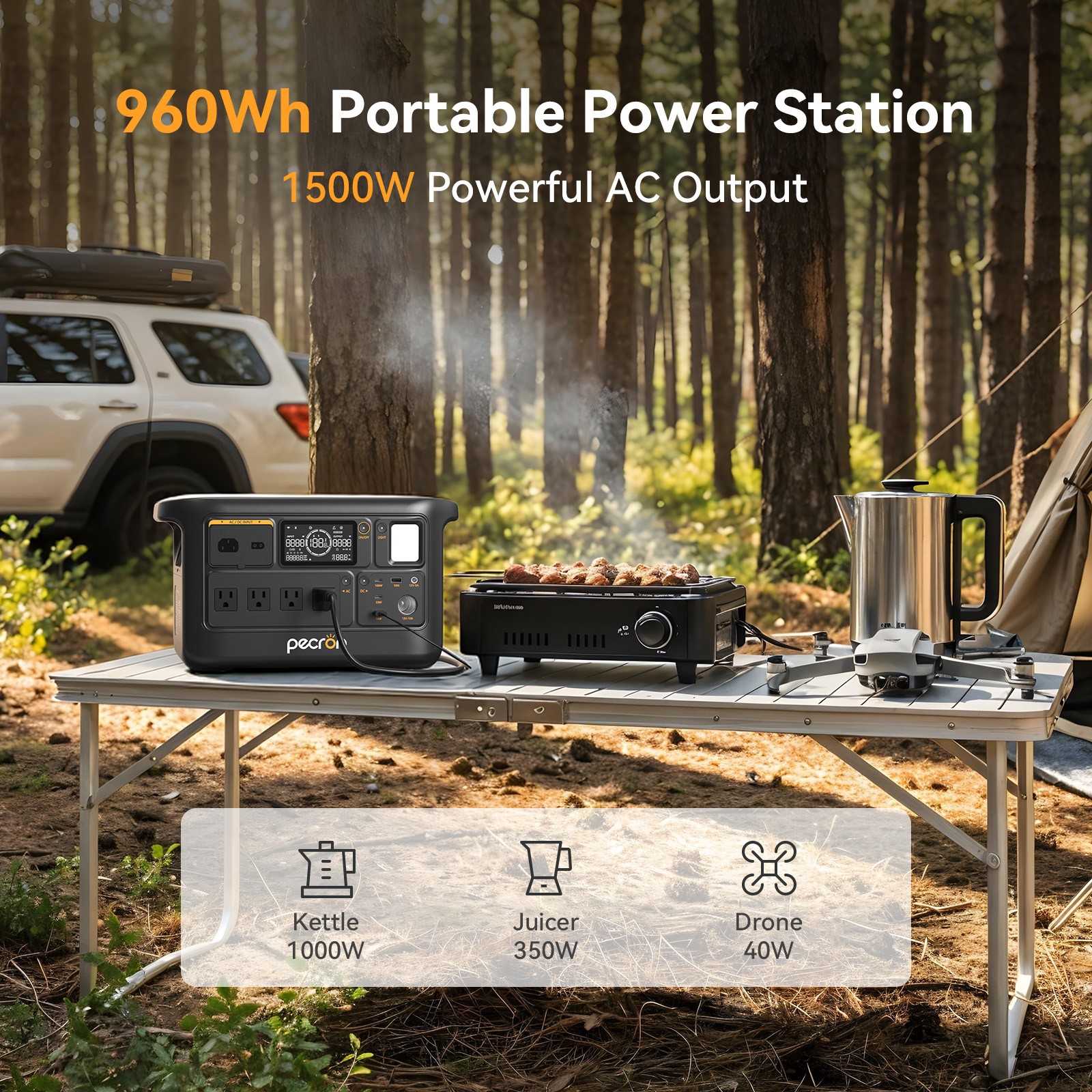PECRON F1000LFP Portable Power Station Solar Generator for Off-grid Expandable