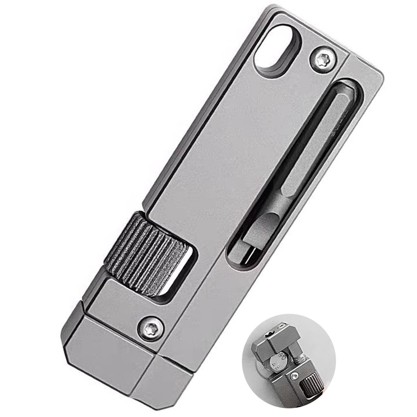 Titanium Keychain Wrench – Mini EDC Adjustable Spanner with Screwdriver, Pock...