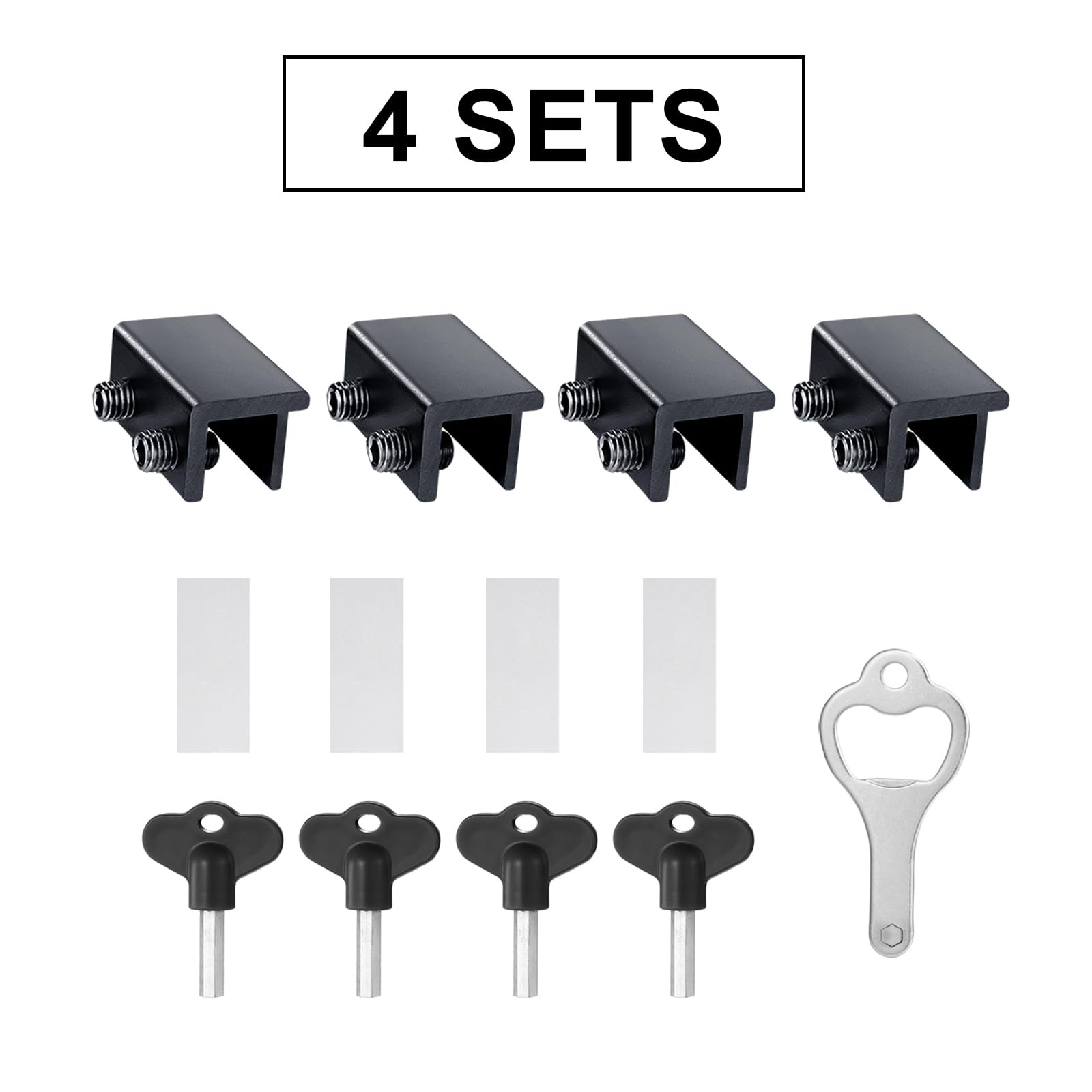 ZRFCXE Window Locks,4 Pack Sliding Locks with Key for 4 Pack, Black