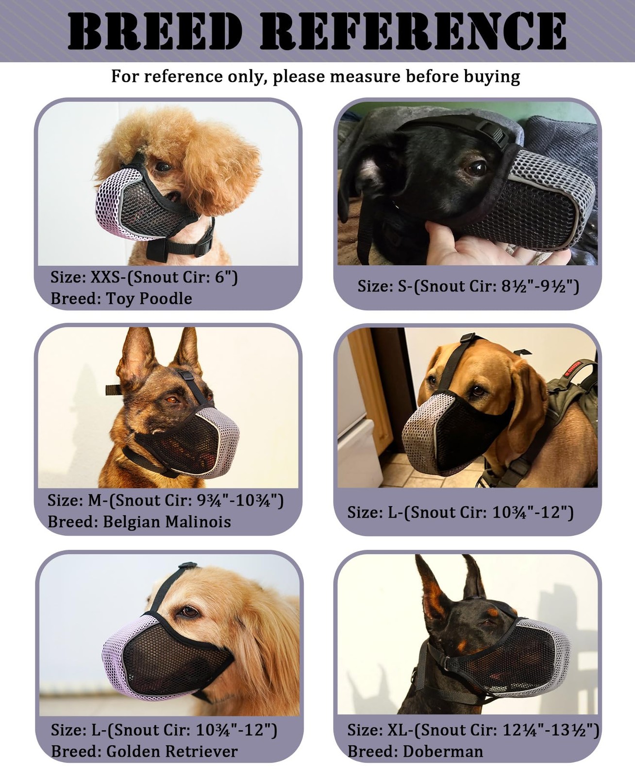 Dog Muzzle, Patented Mesh Soft Muzzles for Large Medium Small Dogs Poodle Hus...