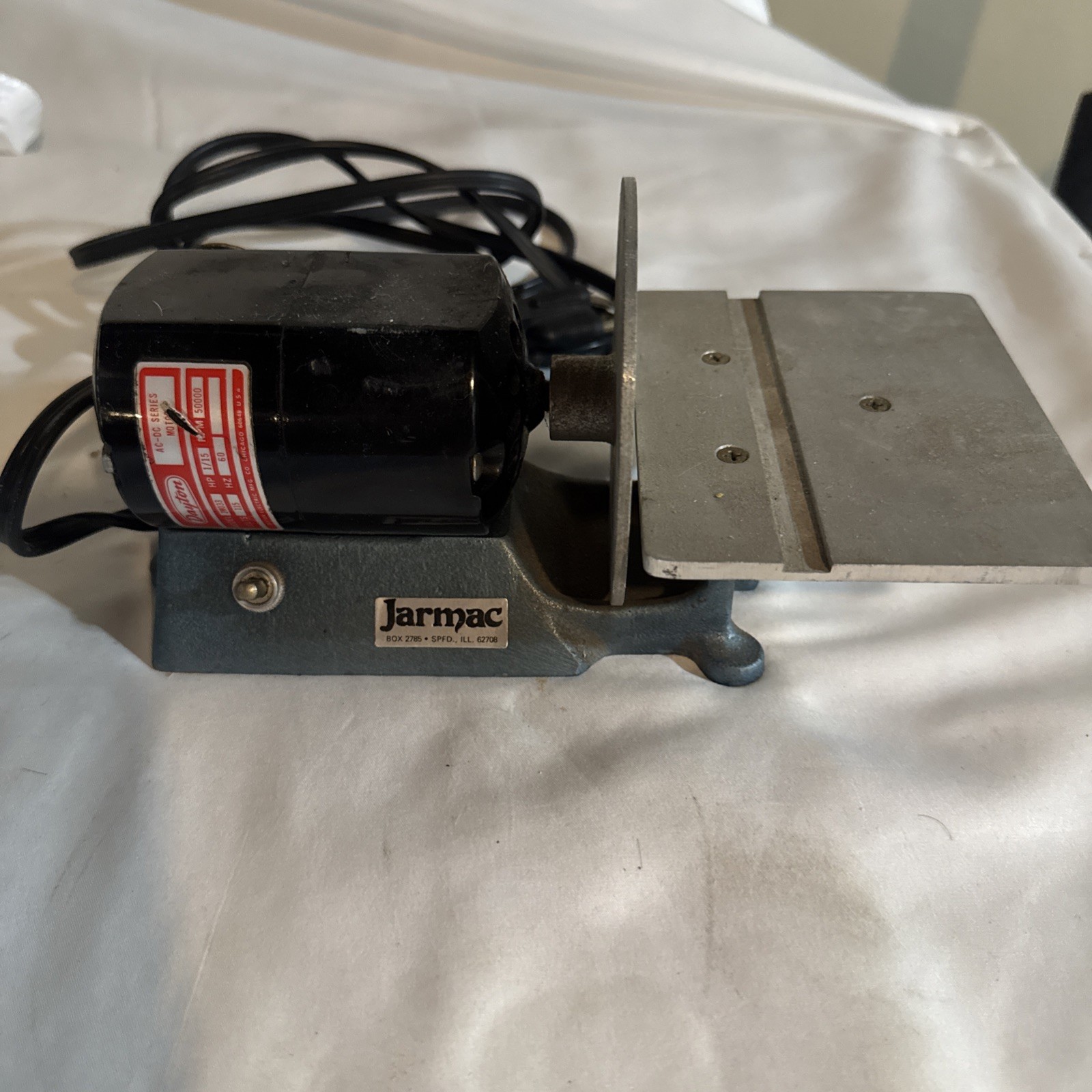 Vintage Jarmac 4" Mini Disc Sander - Mitre Guide - Dayton Motor 50000 RPM 9M922