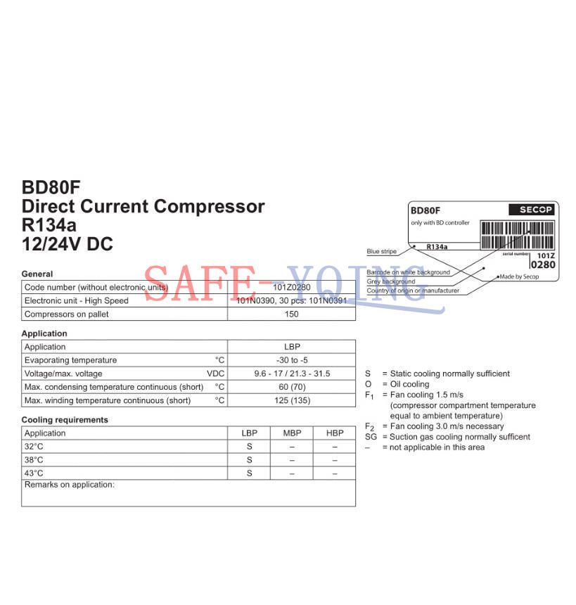 New Secop Compressor BD80F 101Z0280 and Electronic Controller 101N0390