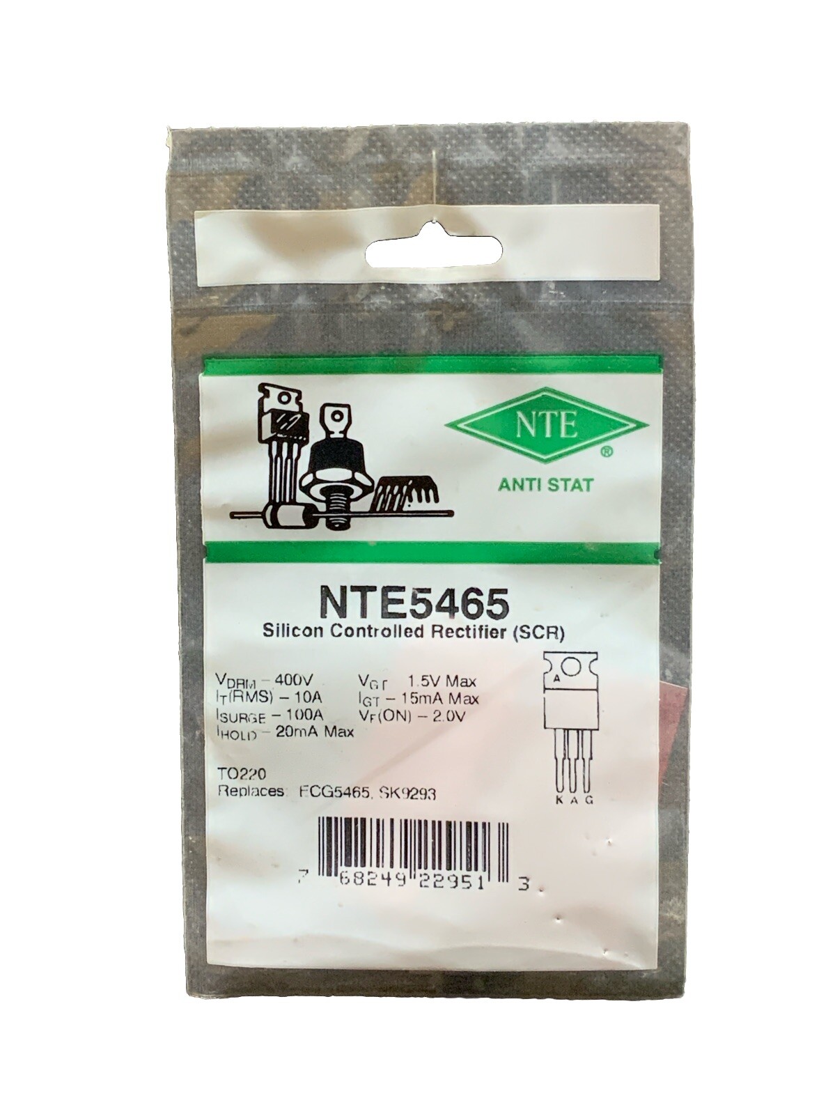 NTE5465 Silicon Controlled Rectifier (SCR) TO220 ECG5465 SK9293