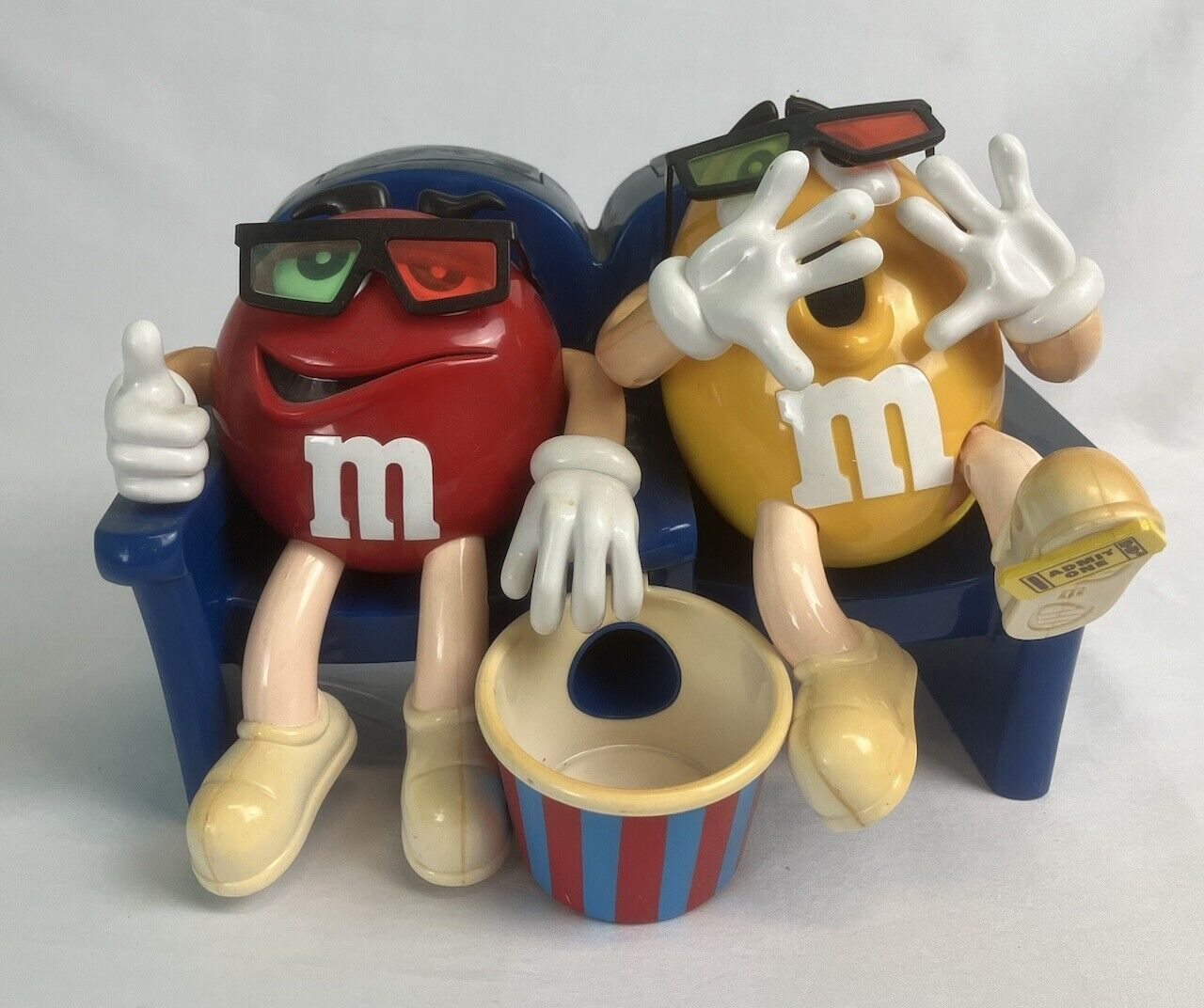 M&M At The Movies Candy Dispenser w 3D Glasses Vintage 1996
