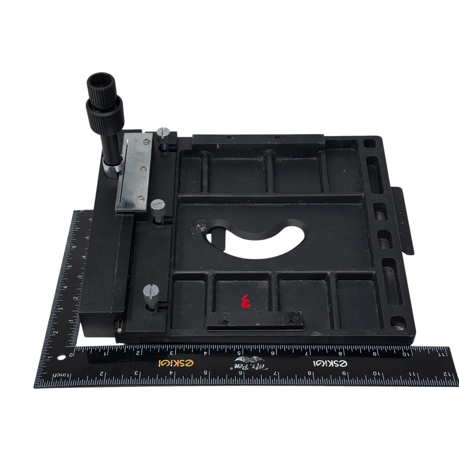 Microscope Mechanical Stage – Adjustable X-Y Slide Platform with Ruler and Knob