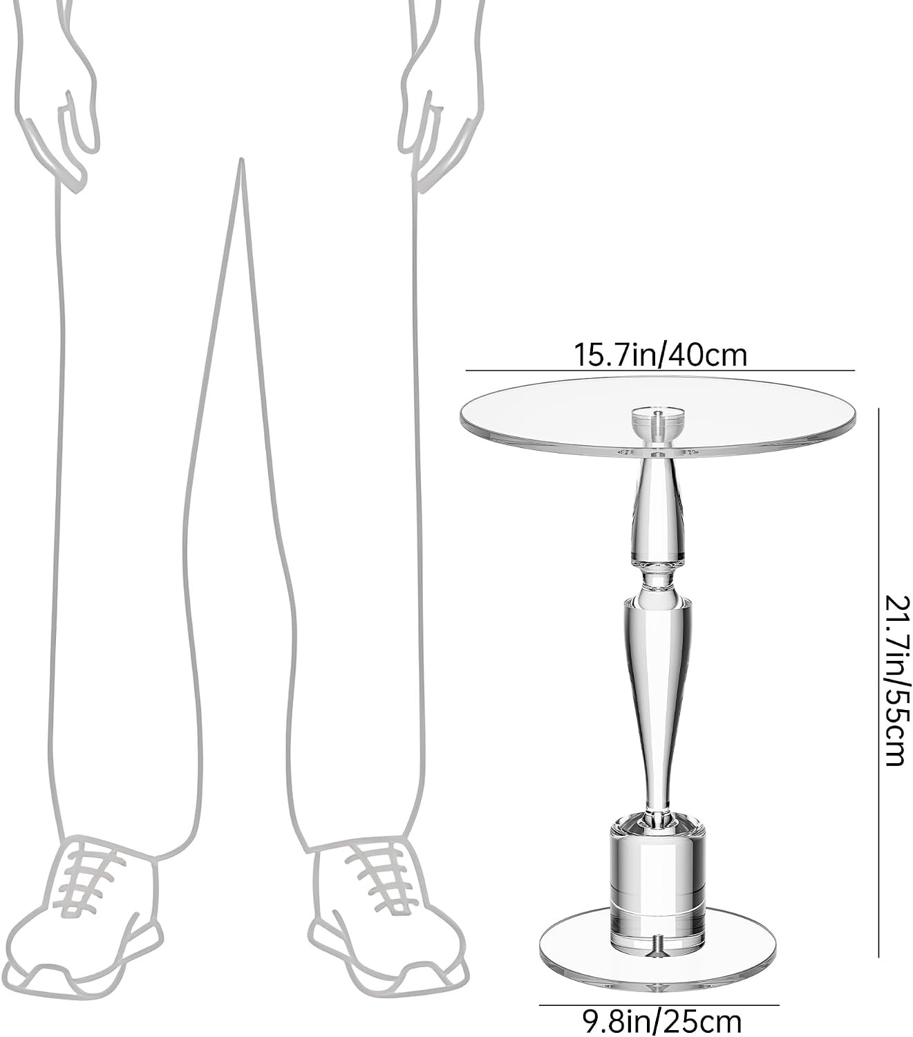 Acrylic round Side Table, End Table Nightstand Pedestal Table for Living Room, B