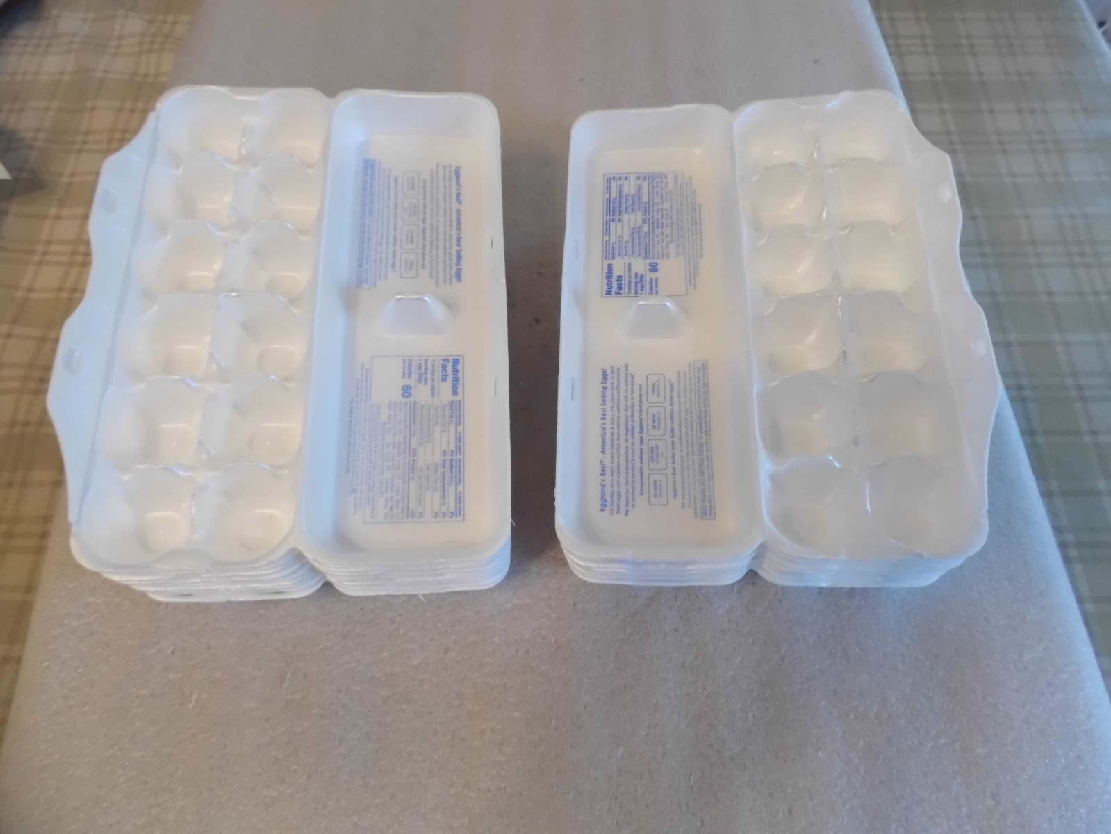 Lot of 16 EmptyEgg Cartons-White Styrofoam-Each Holds 12 Eggs