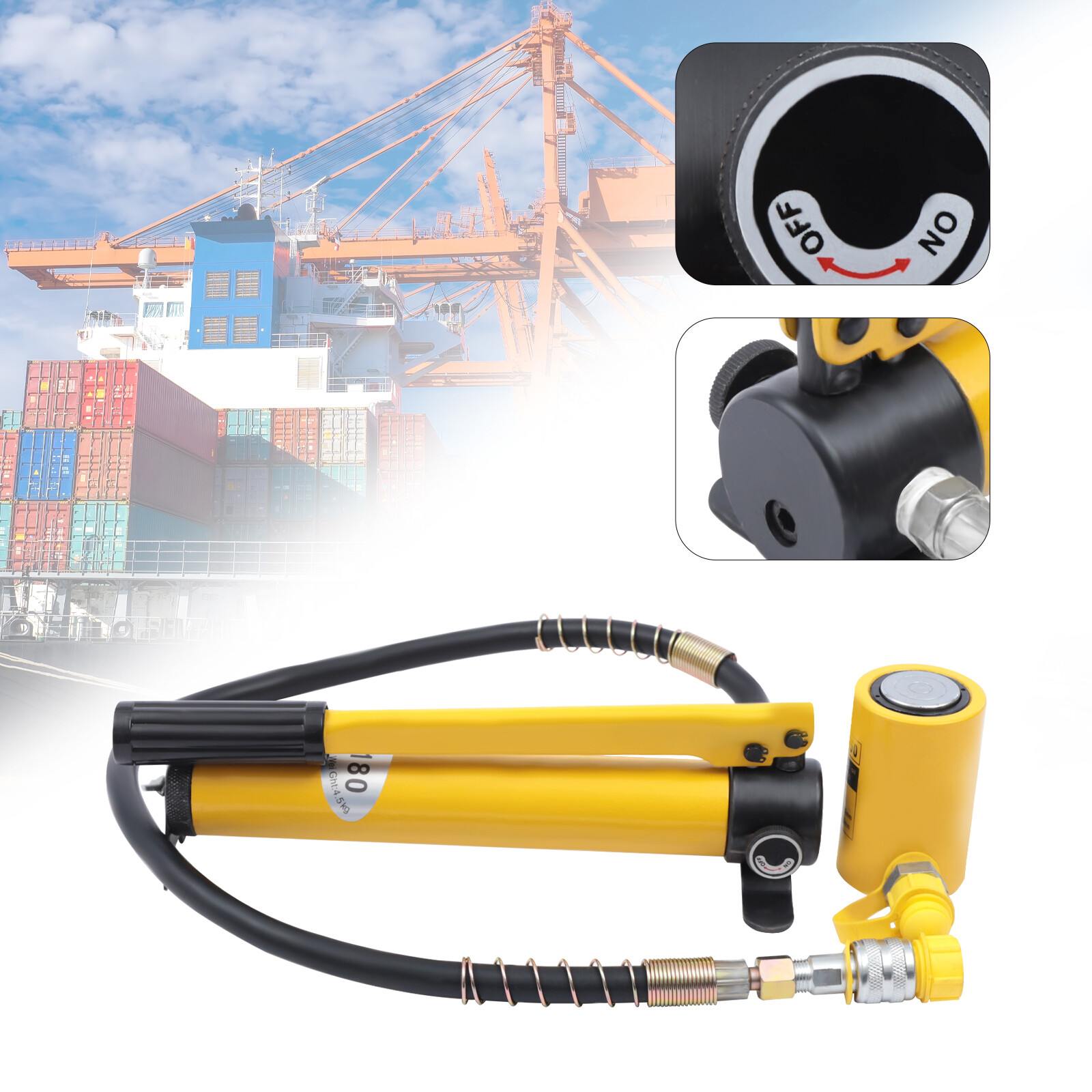 10T Hydraulic Cylinder Jack Low Profile Porta Power Ram Single Acting RSC-1050