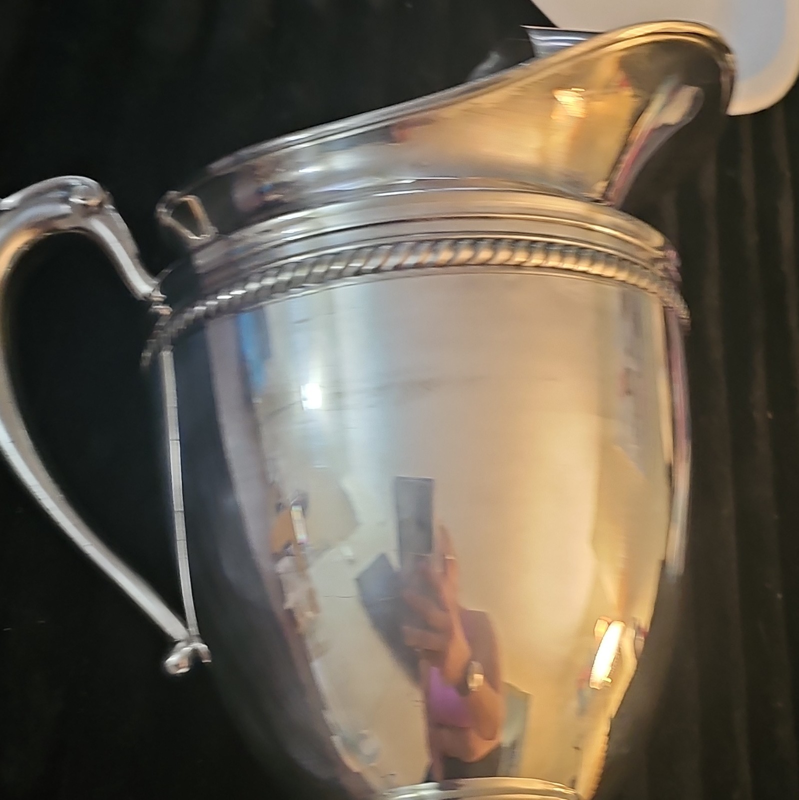 Silver Plate Handled Pitcher Jug with Pour Spout, Silver Tone