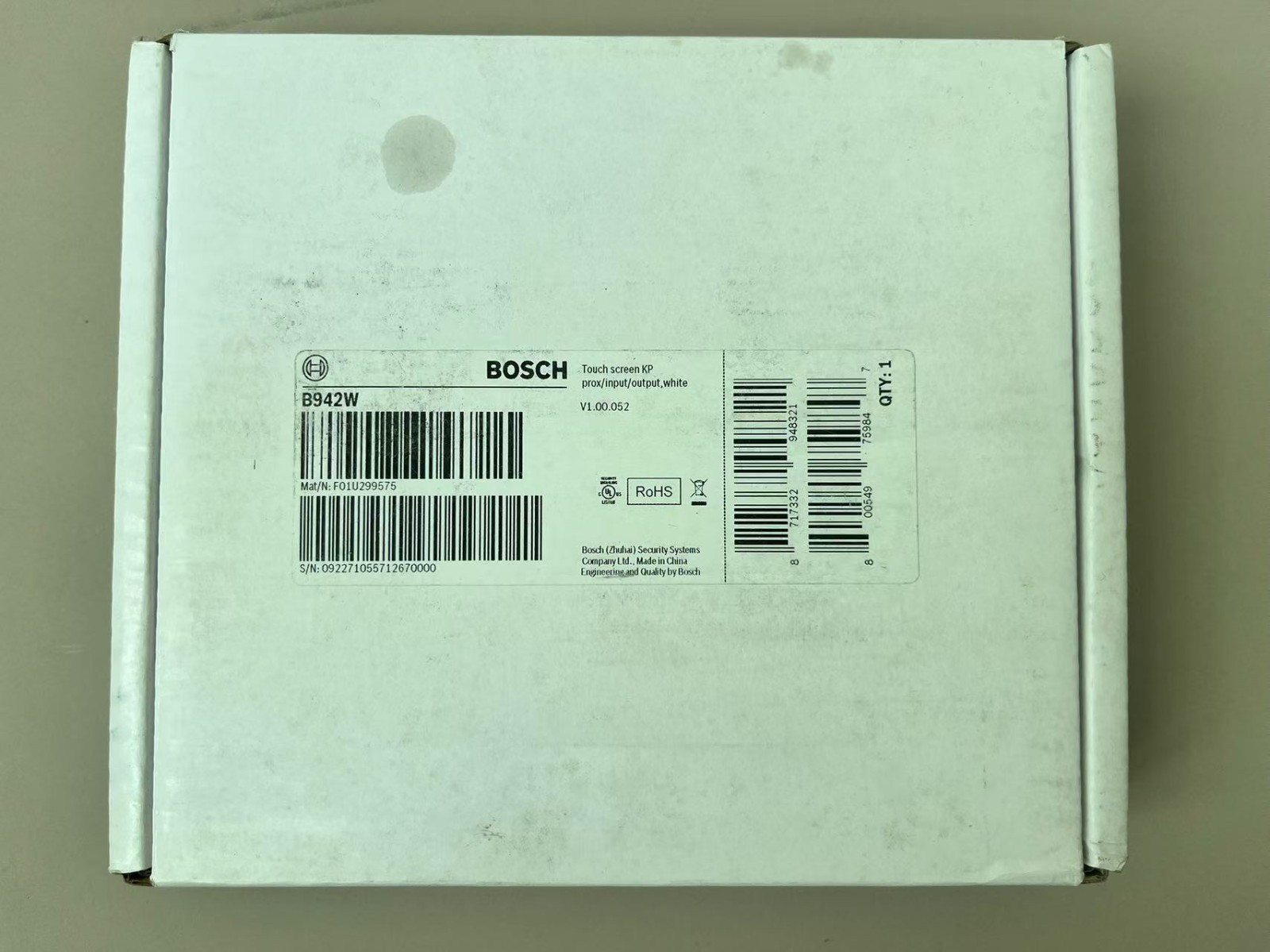 NEW Bosch B942W ADT Touch Screen Keypad White Alarm Security Keypad