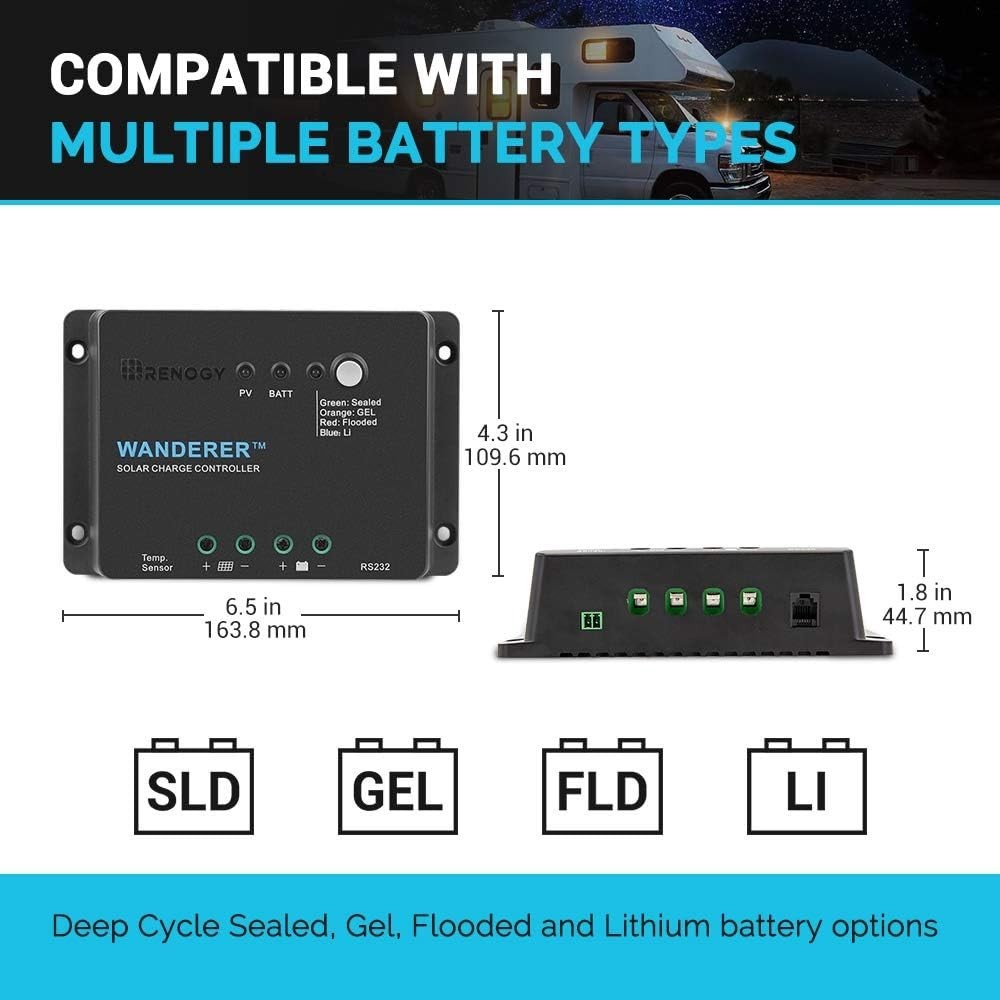 Solar Charge Controller 30A with Temperature Sensor for Multiple Battery Types