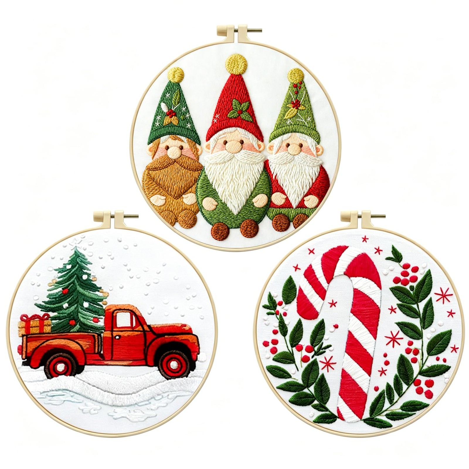 Zhenqing 11.4*11.4inch, 3 Christmas Designs- gnomes,red truck,candy canes