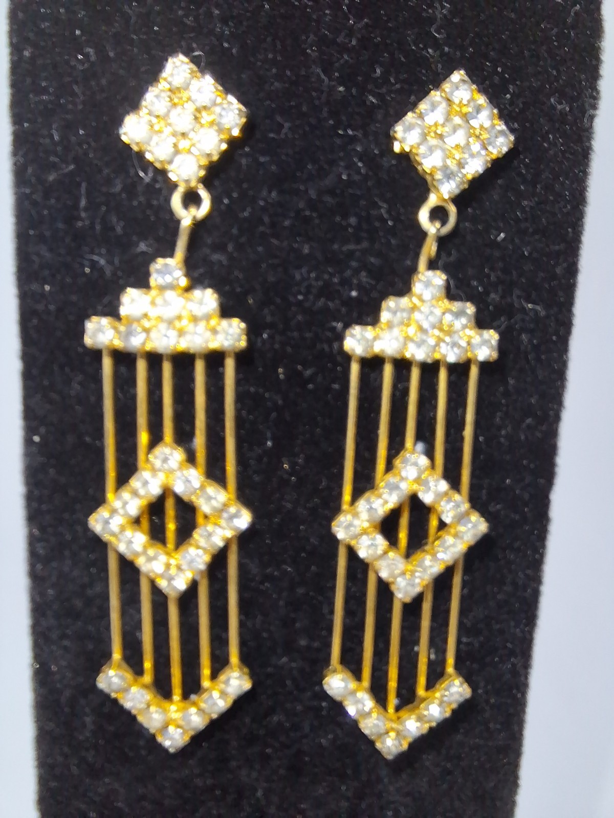 Stunning Goldtone Crystal Dangle Post Earrings