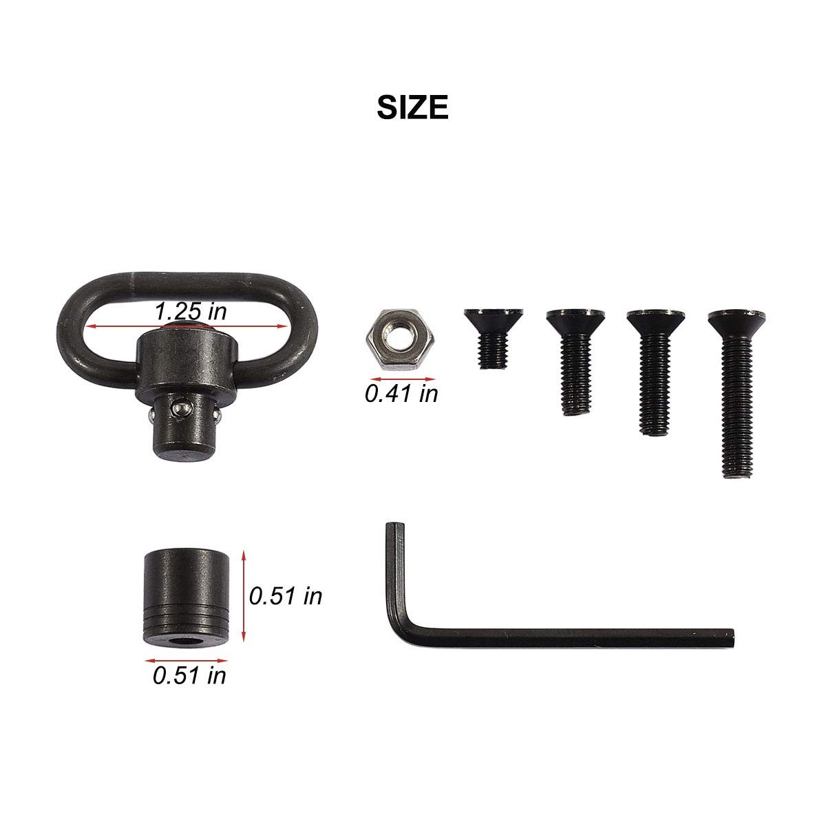 JIALITTE QD 1.25 Inch Swivels Mount Quick Detach Loop Base inch, Black