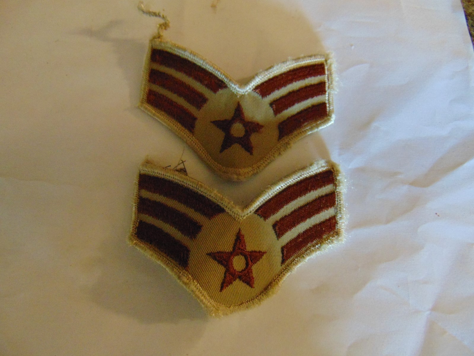 MILITARY PATCH US AIR FORCE RANK SET OF 2 DESERT SENIOR AITMAN APPROX  4 INCH