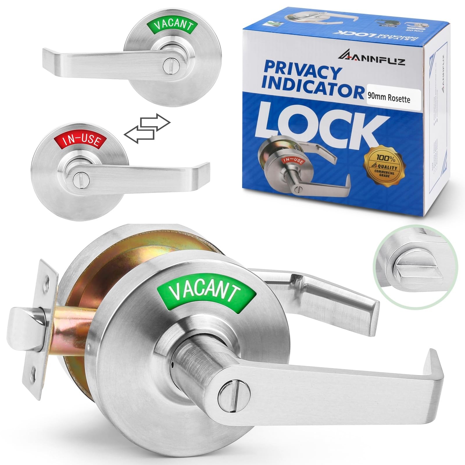 Vacant Occupied Privacy Bathroom Door Handle Lock,Bathroom Lever Lock with La...